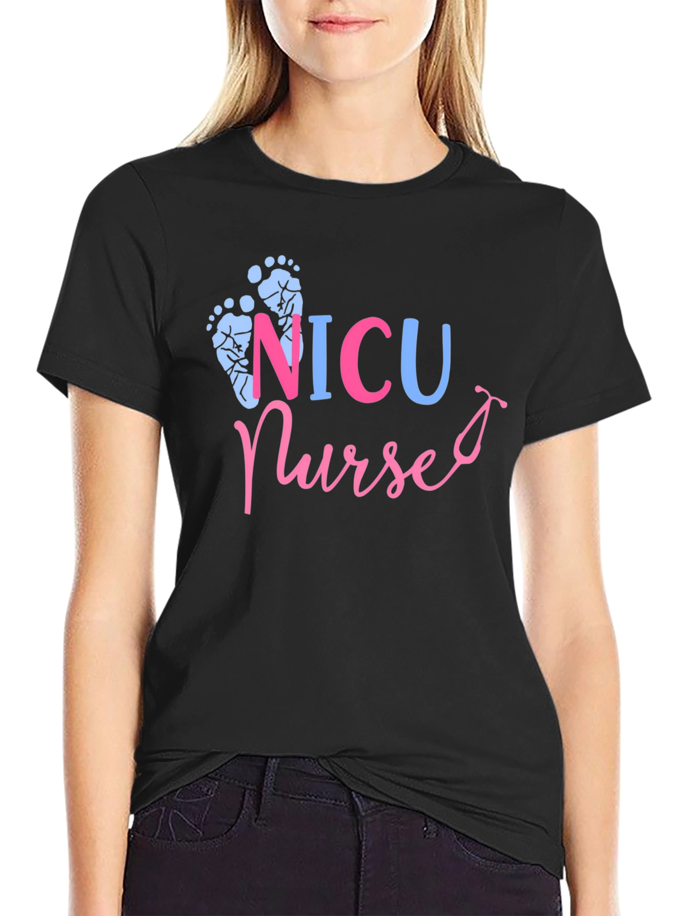 NICU Nurse T-Shirt: Footprint Design