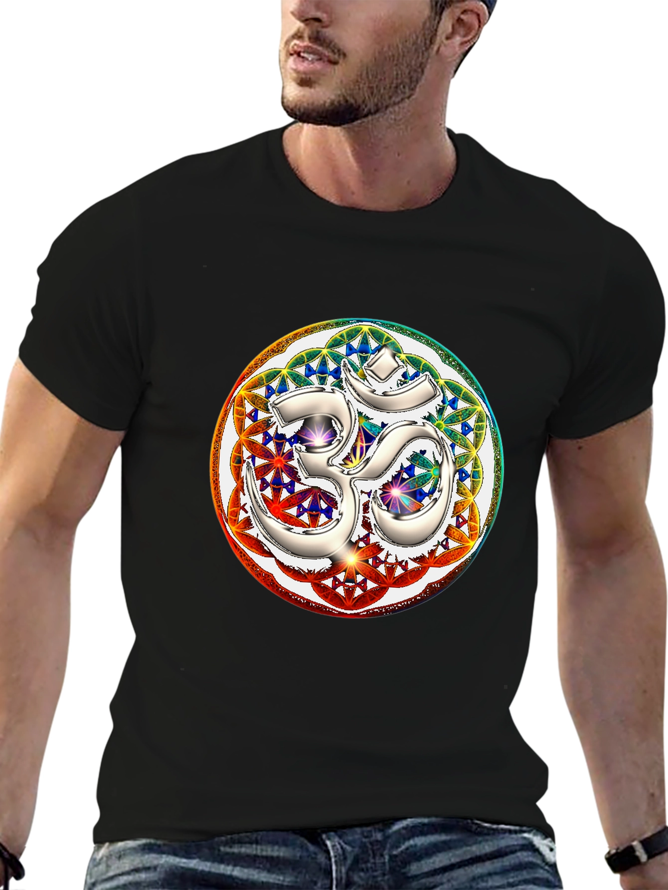 Om Mandala Graphic Tee - Black