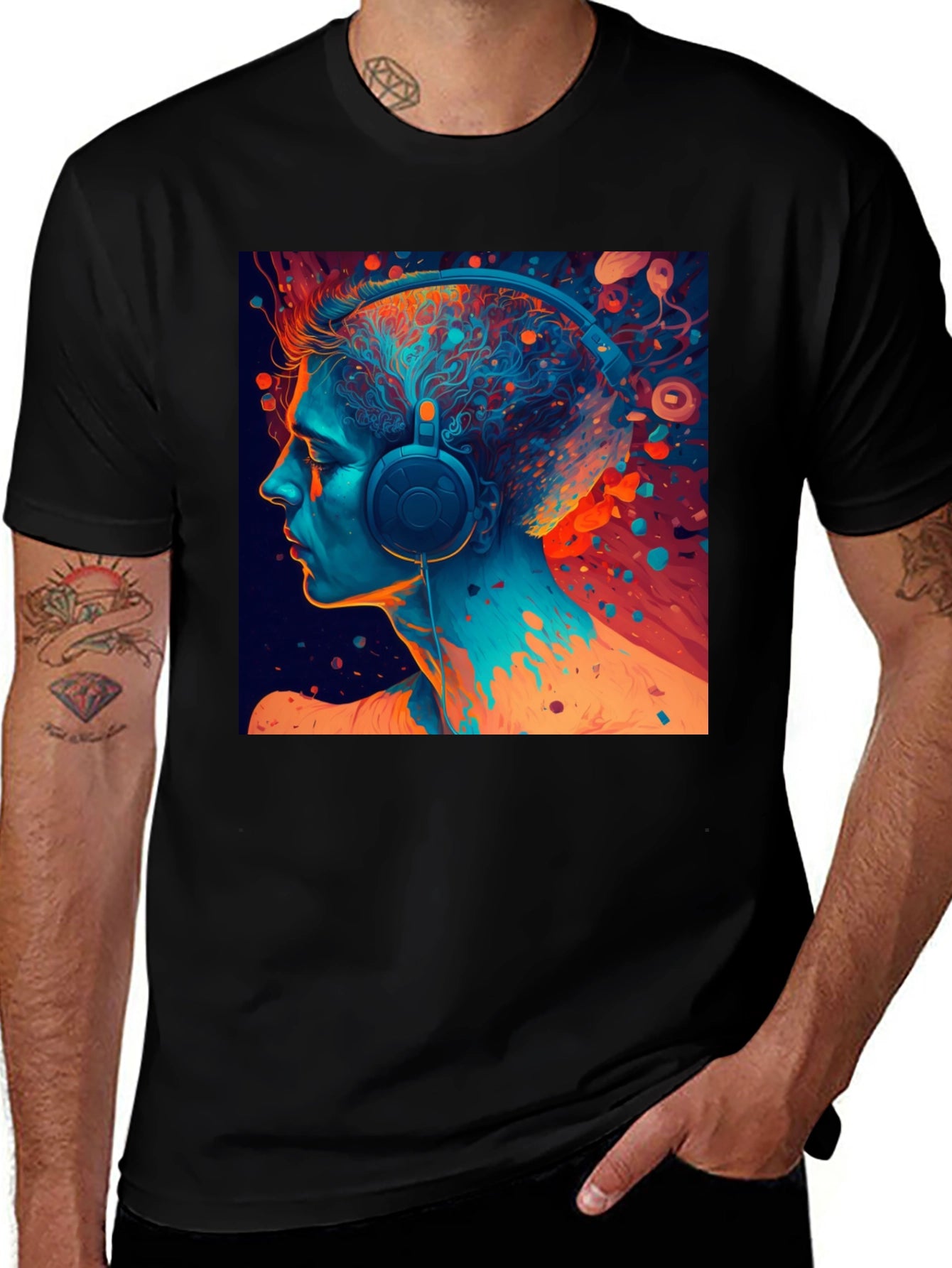 Abstract Headphone Graphic T-Shirt