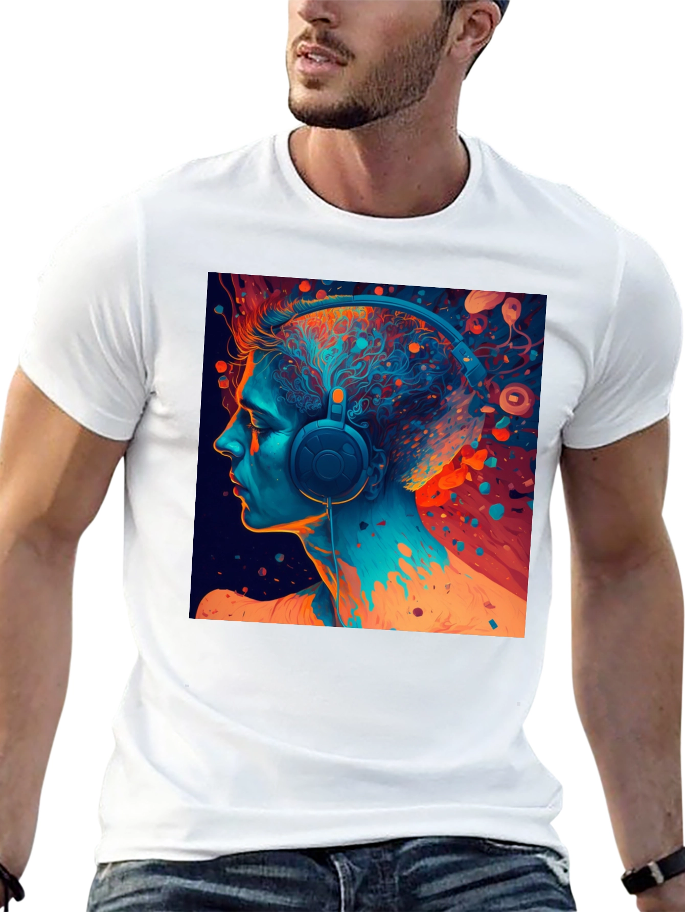 Abstract Headphone Graphic T-Shirt