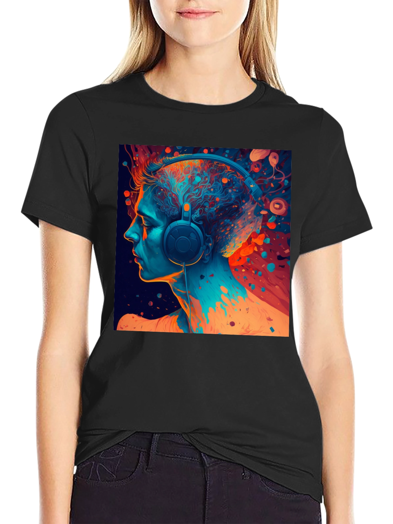 Abstract Headphone Graphic T-Shirt