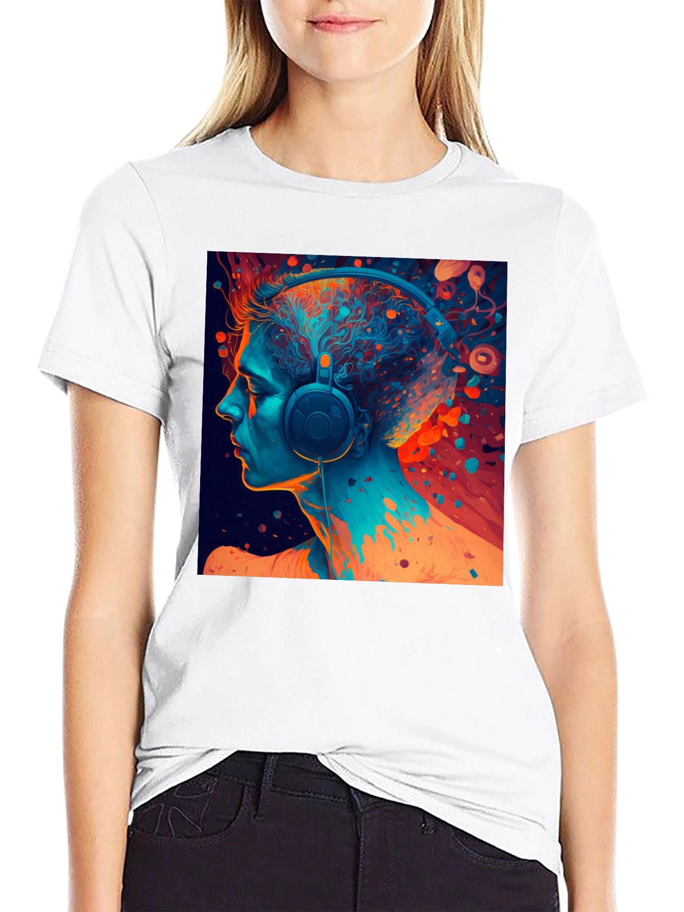 Abstract Headphone Graphic T-Shirt