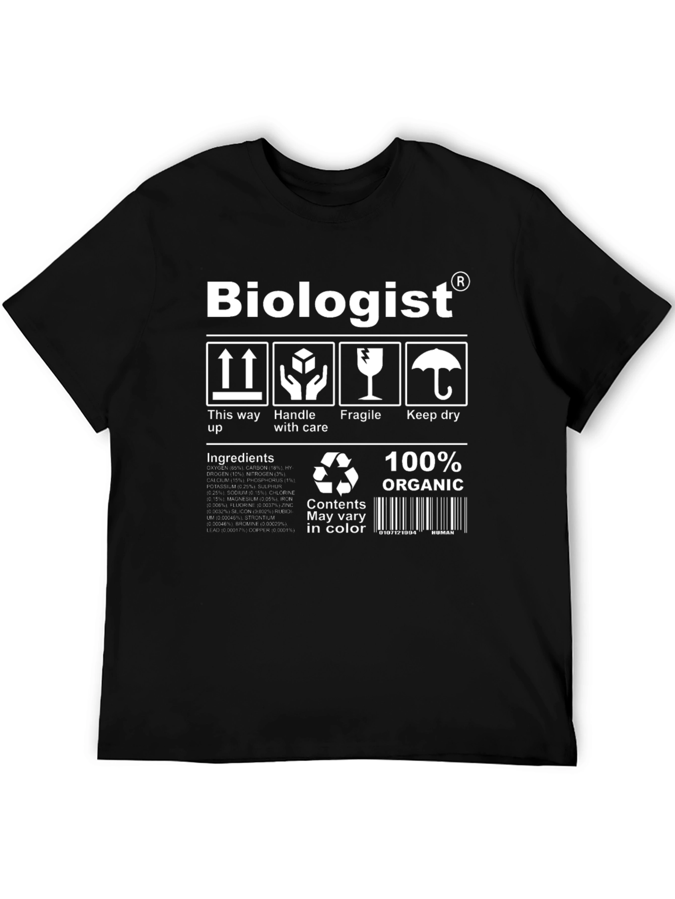 Biologist Organic Black T-Shirt