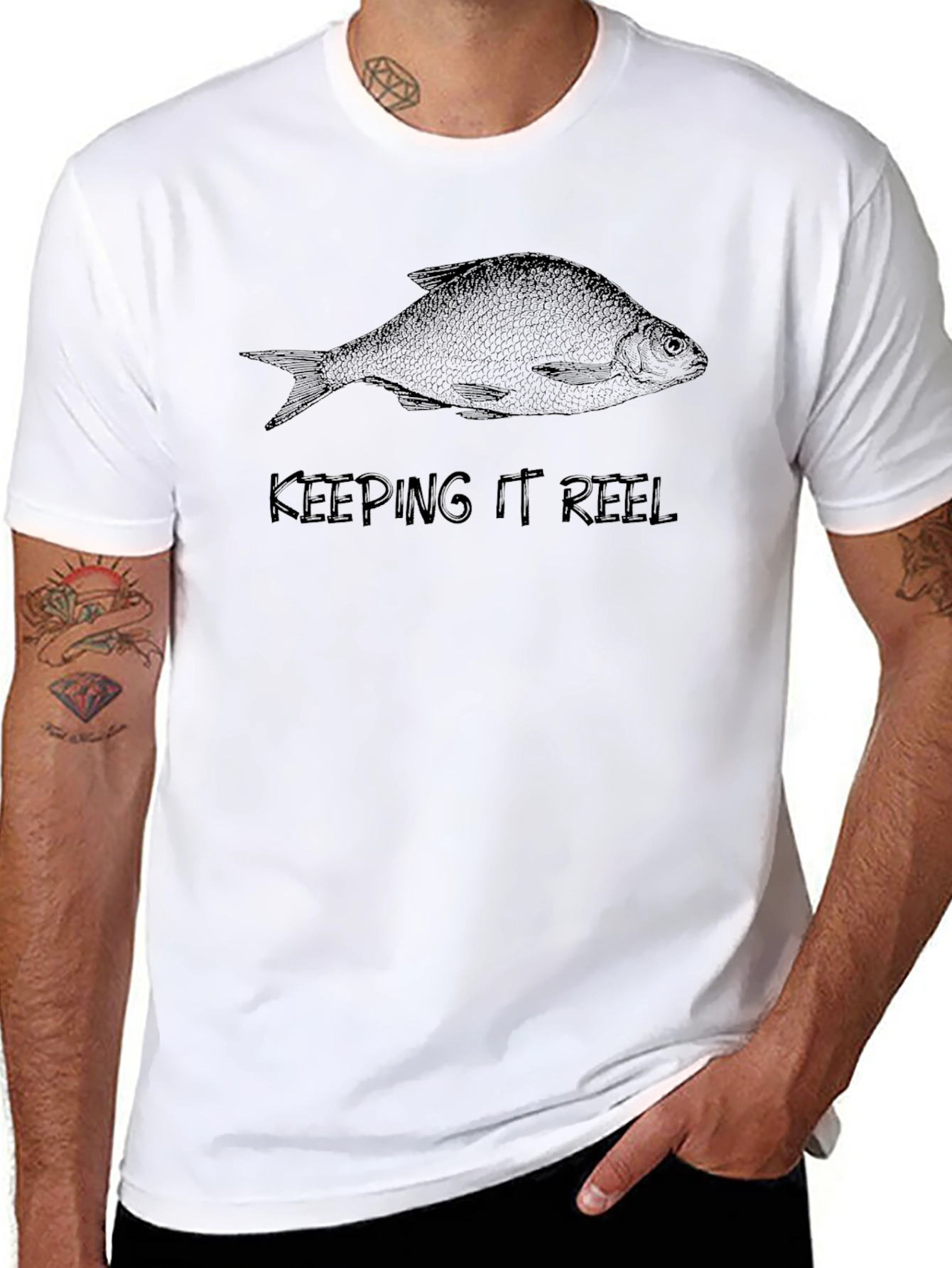 Keeping It Reel Fish Graphic Tee - Black