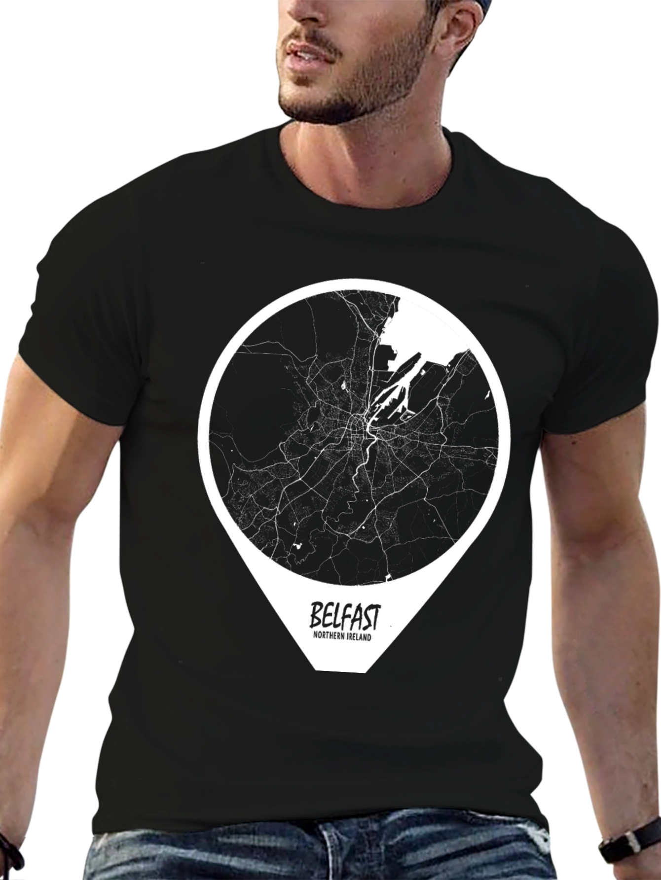 Belfast City Map T-Shirt - Northern Ireland Tee