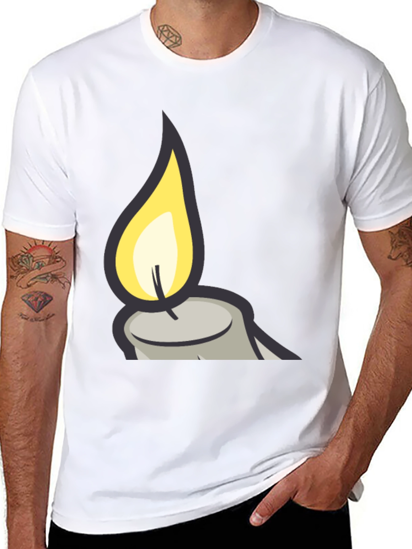 Candle Flame Graphic Black T-Shirt