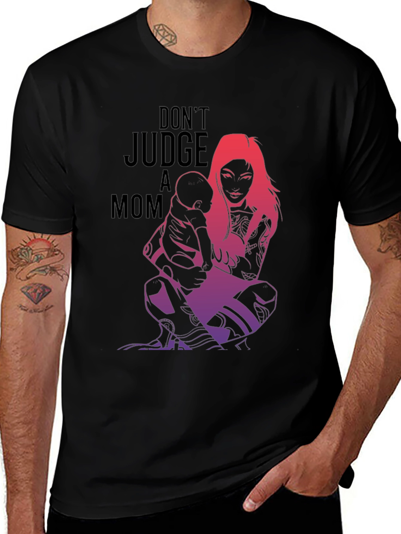 Tattooed Mom Graphic Tee - Dont Judge