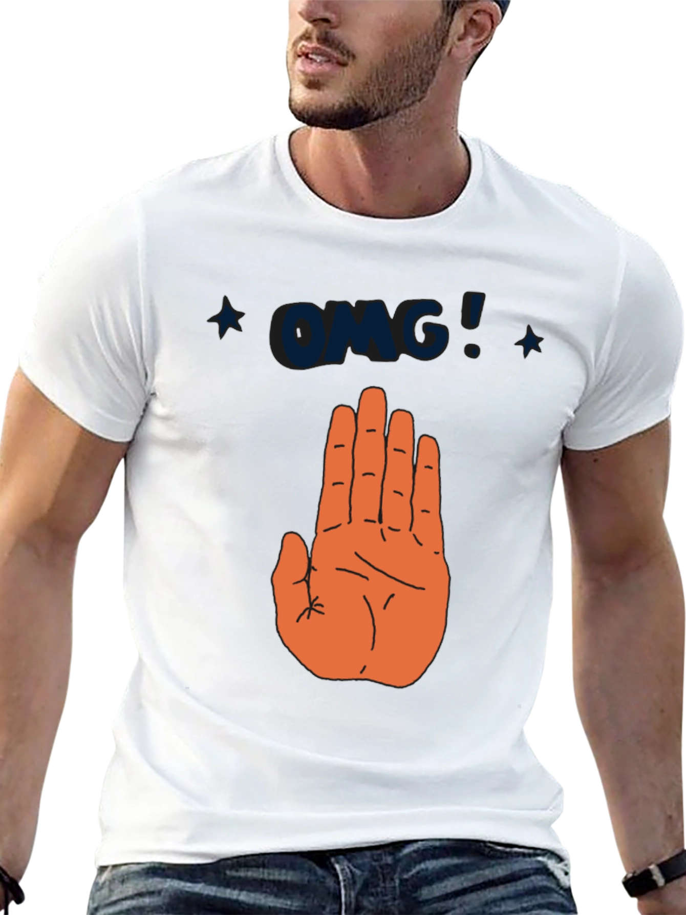 OMG Hand Graphic T-Shirt - Trendy Casual Tee