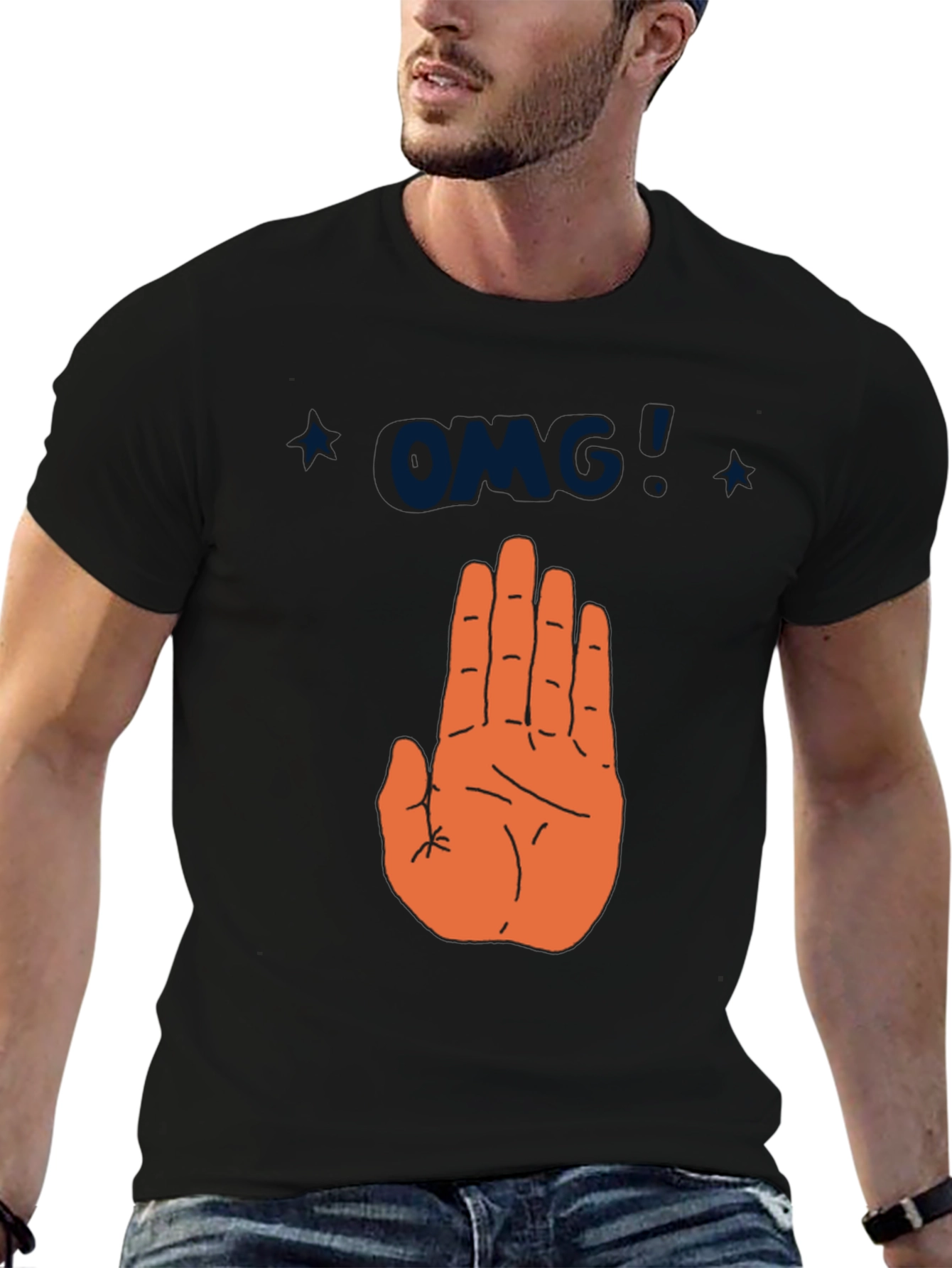 OMG Hand Graphic T-Shirt - Trendy Casual Tee