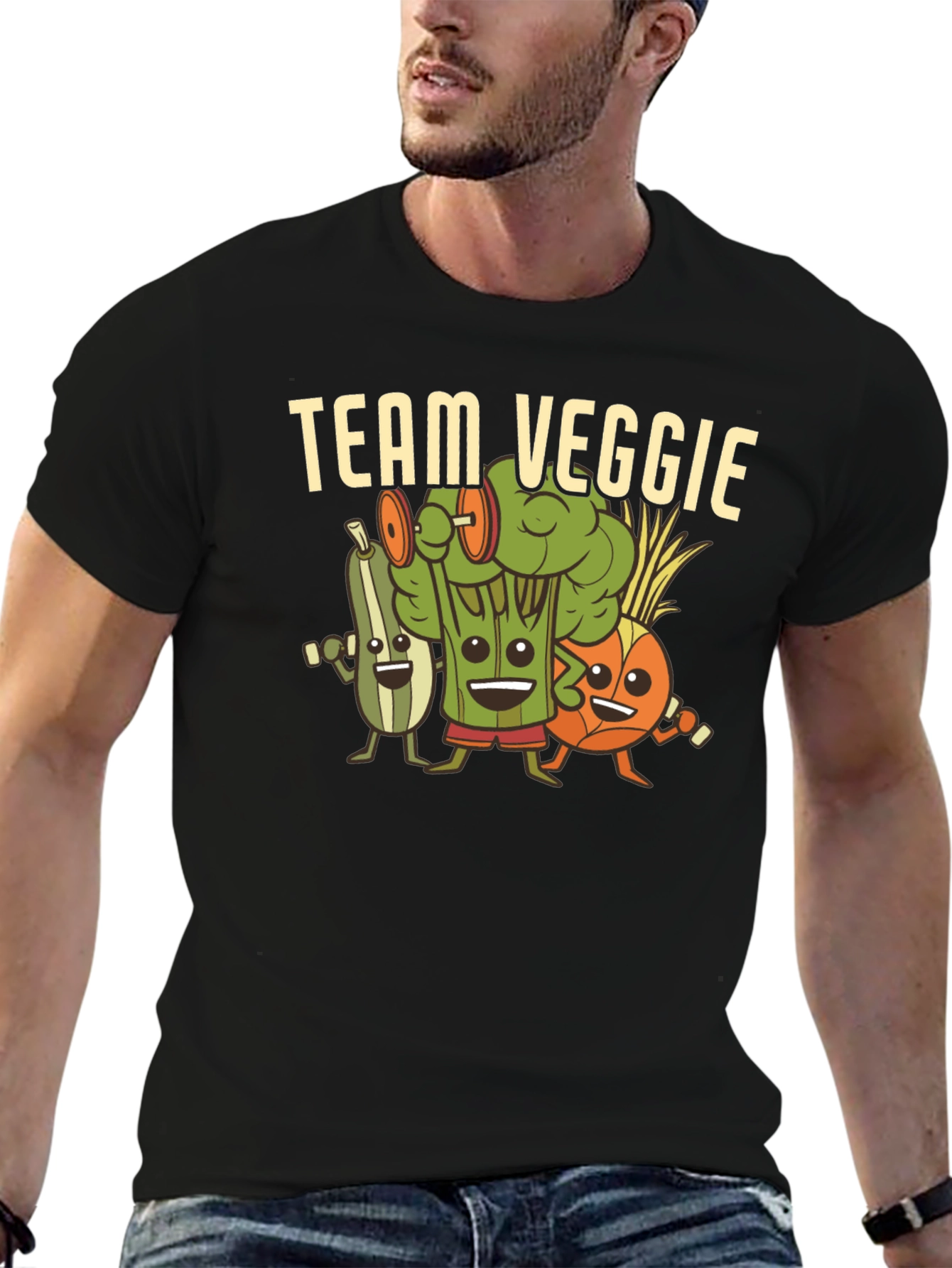 Team Veggie Workout Black T-Shirt
