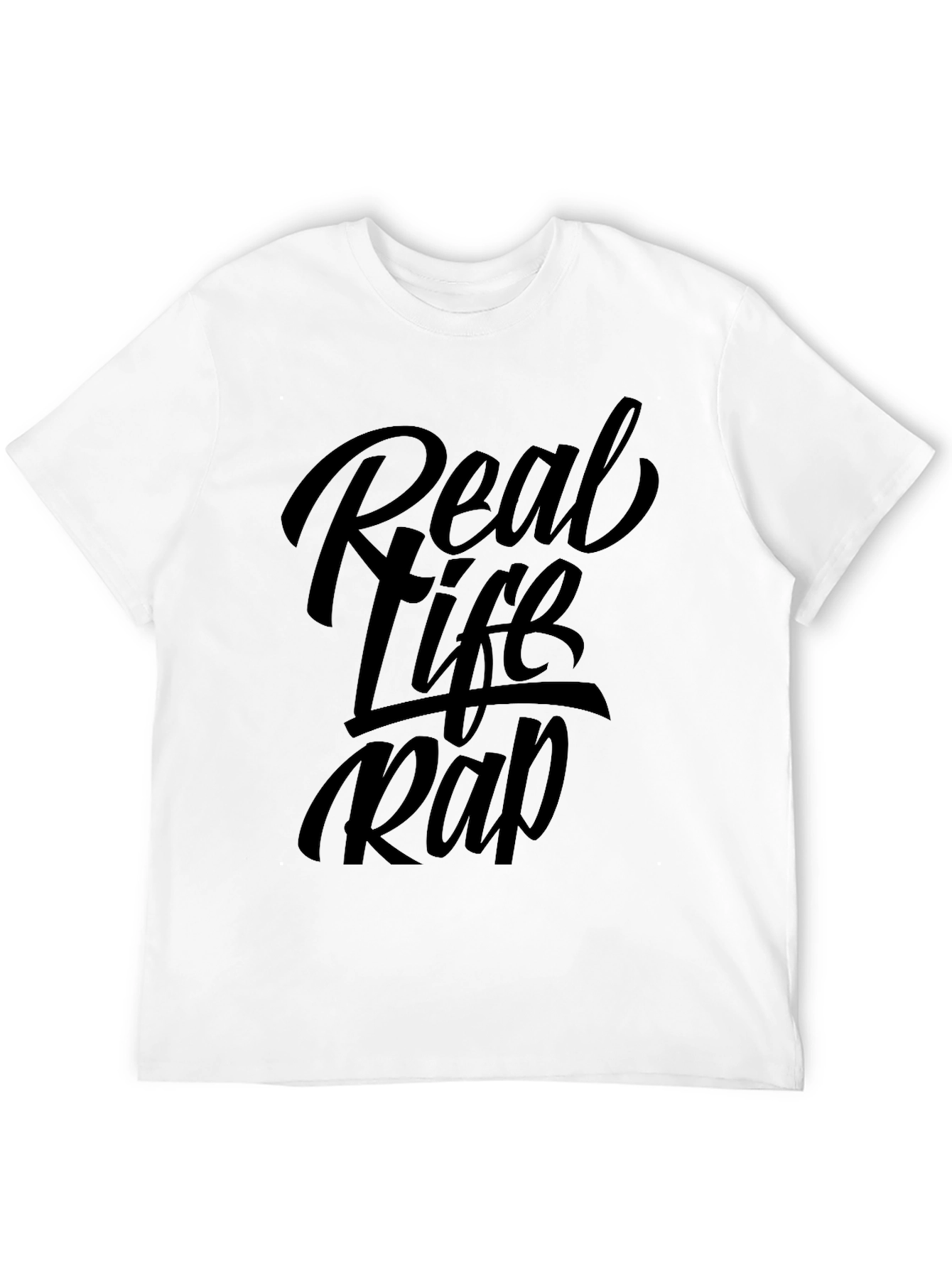 Real Life Rap Black Graphic Tee Shirt