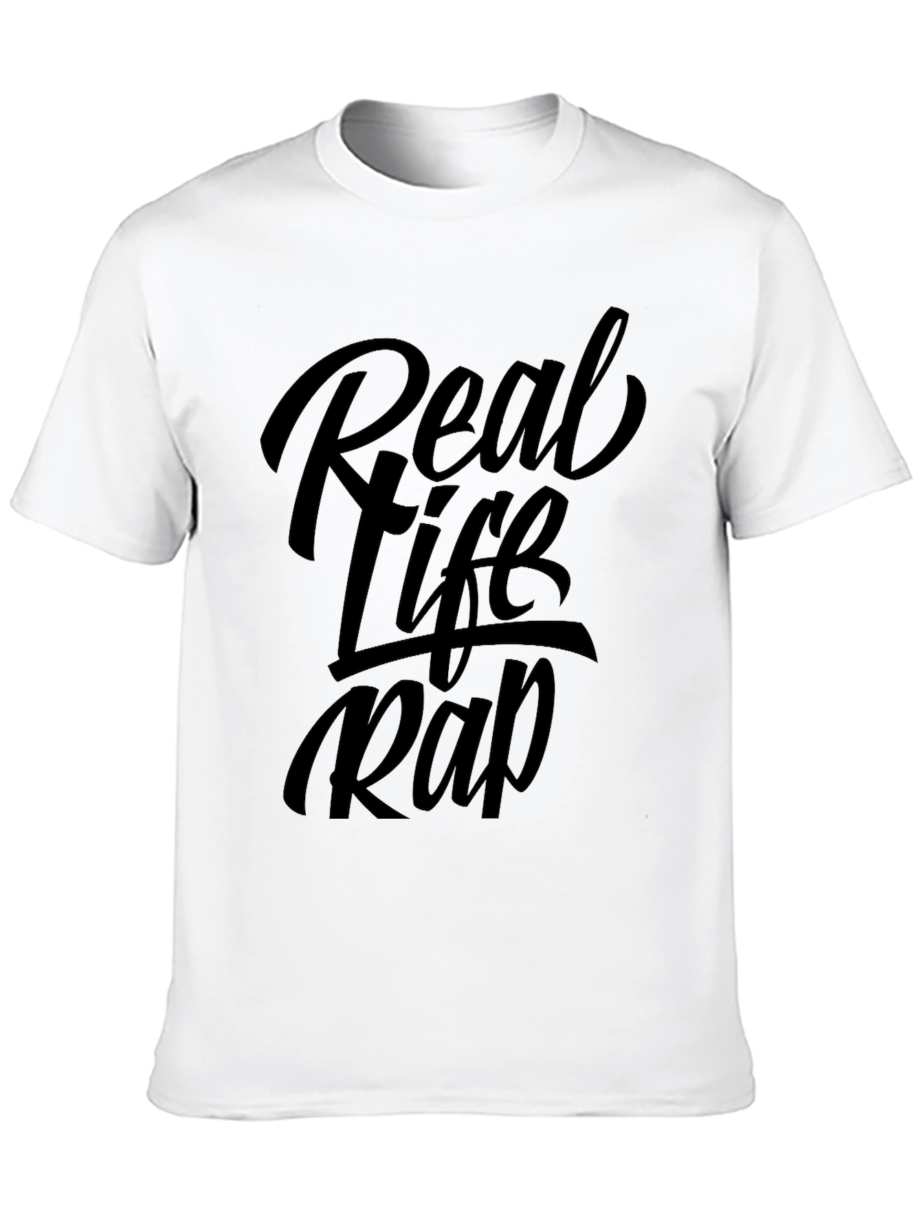 Real Life Rap Black Graphic Tee Shirt