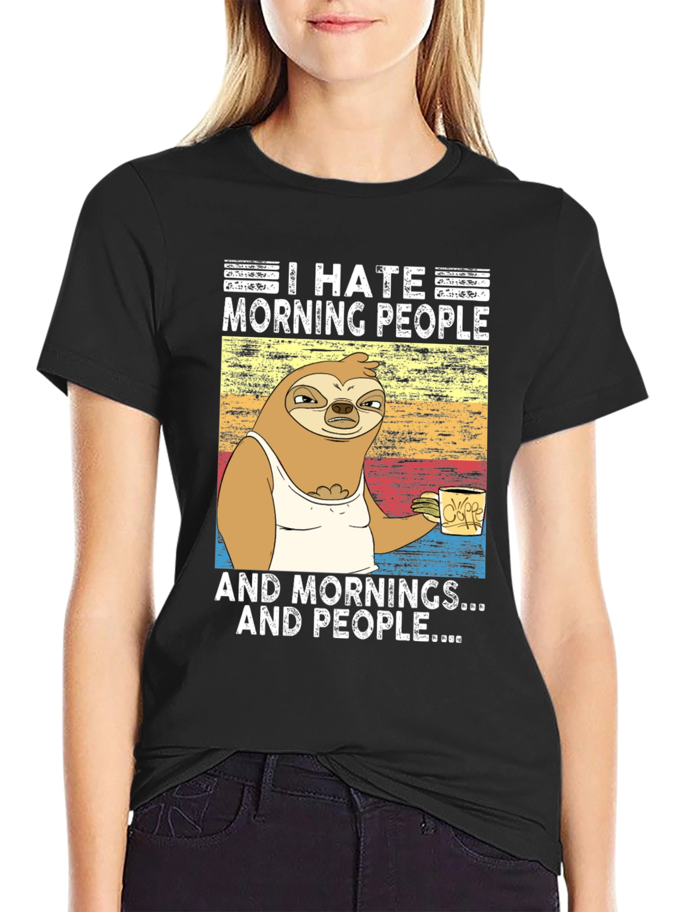 I Hate Morning People Sloth Graphic Tee