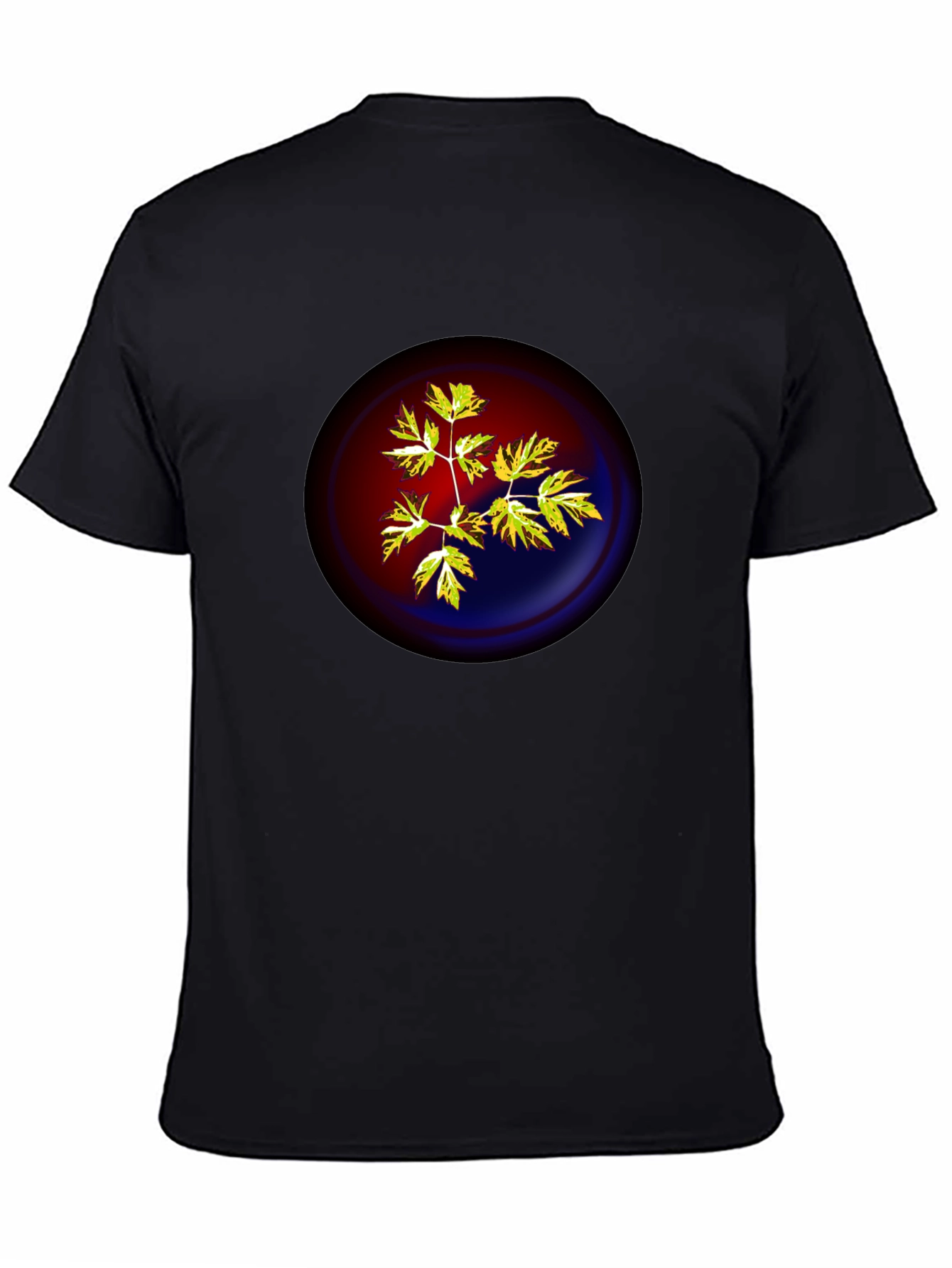 Botanical Yin Yang Graphic T-Shirt - Black