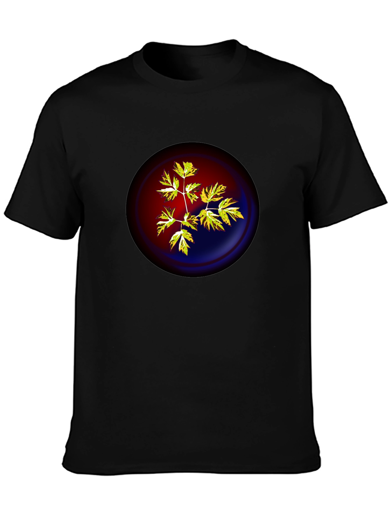 Botanical Yin Yang Graphic T-Shirt - Black