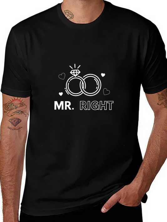 Mr. Right Matching Couple T-Shirt - Black