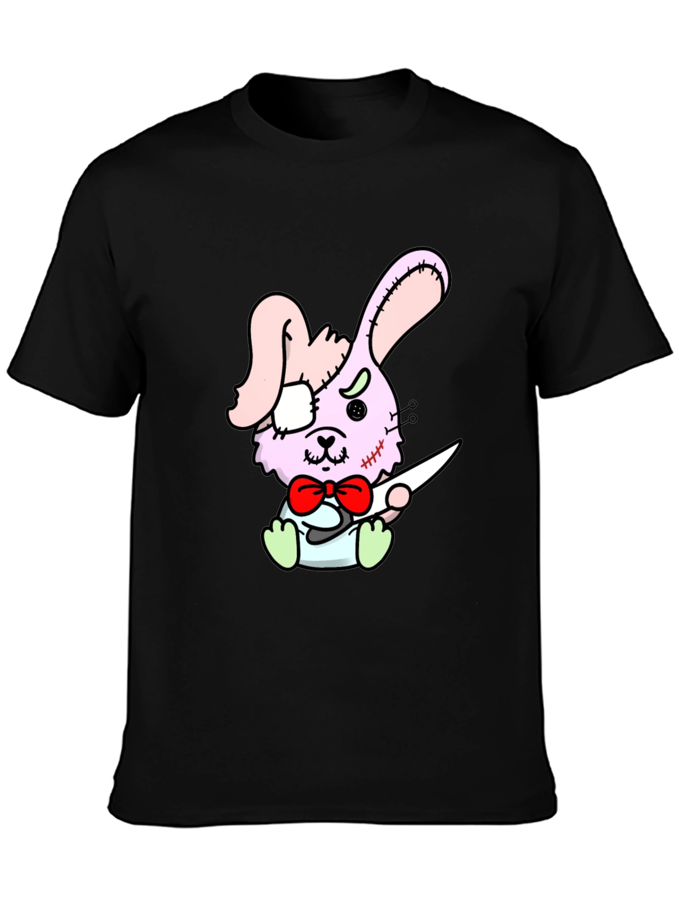 Zombie Bunny Graphic Tee - Black Casual Shirt