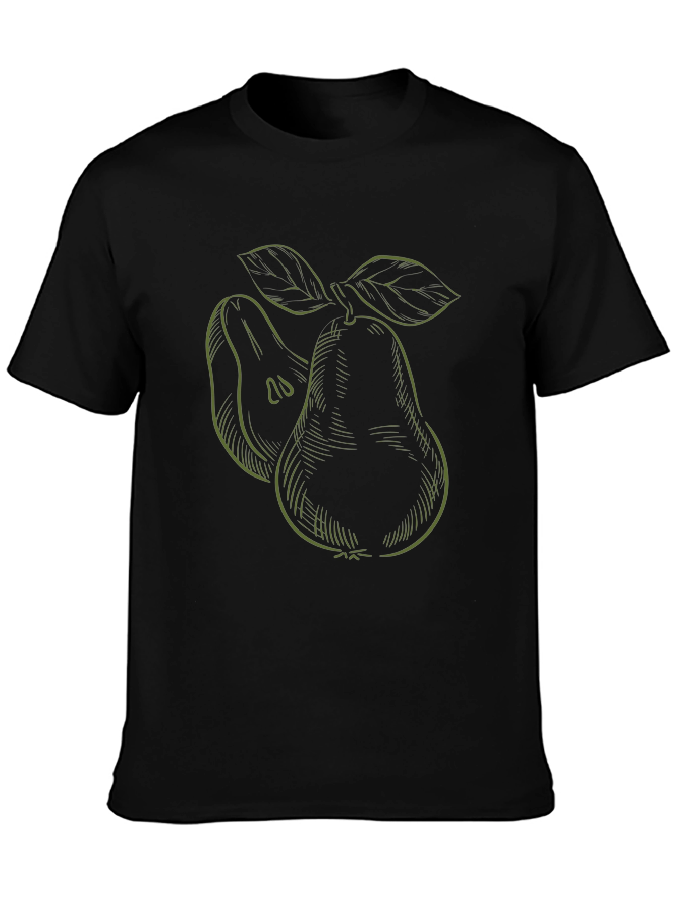Pear Sketch Black T-Shirt