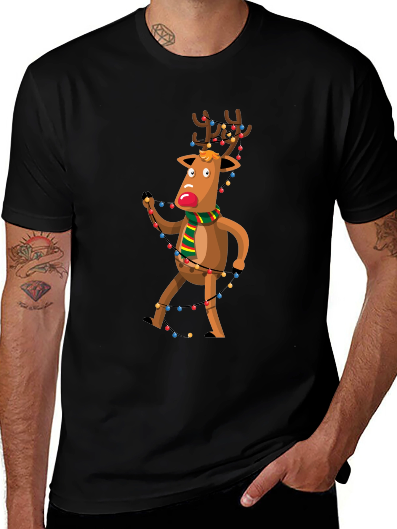 Festive Reindeer Graphic Tee - Holiday Cheer