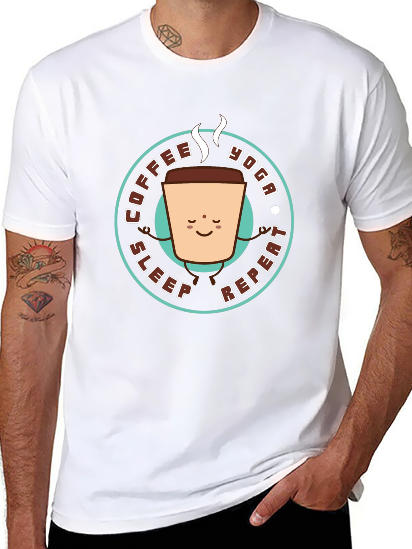 Coffee Yoga Sleep Repeat Graphic Tee