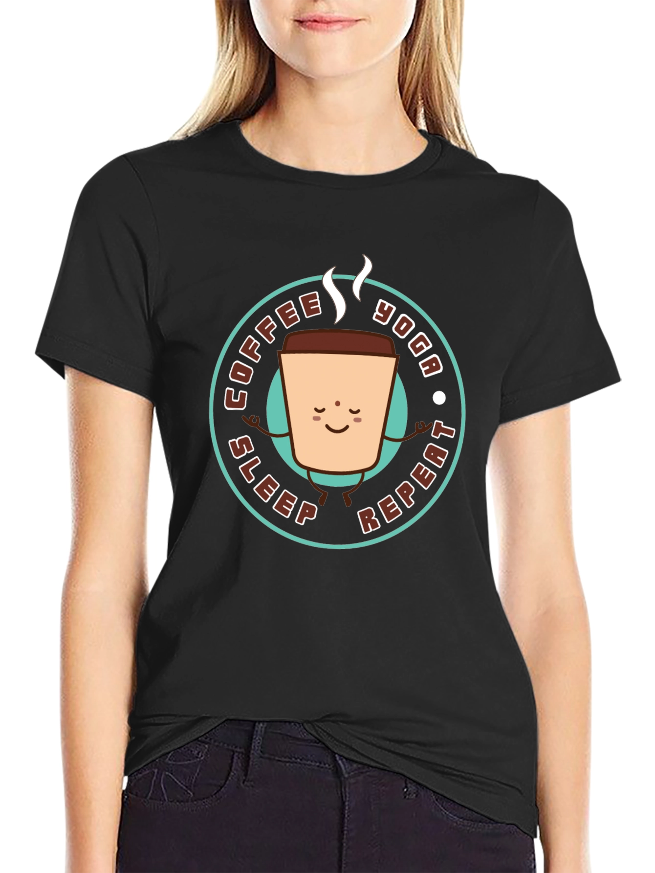Coffee Yoga Sleep Repeat Graphic Tee