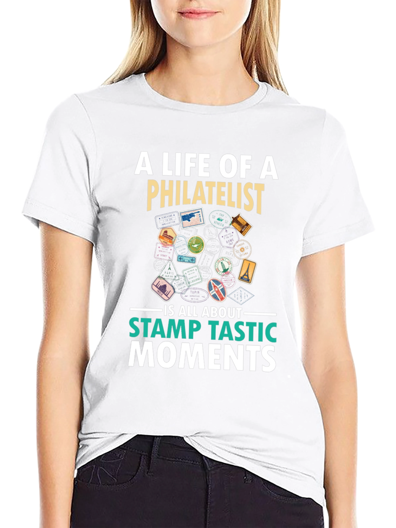 Philatelist Stamp Tastic Moments Black T-Shirt