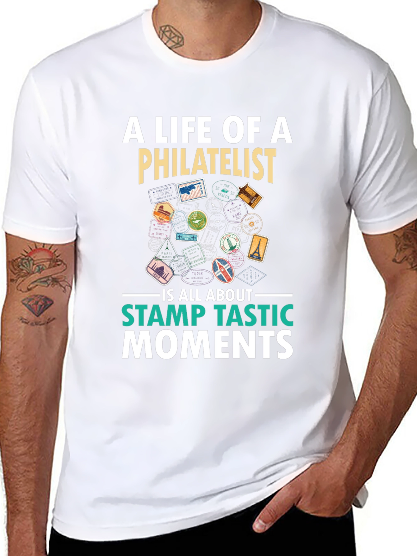 Philatelist Stamp Tastic Moments Black T-Shirt