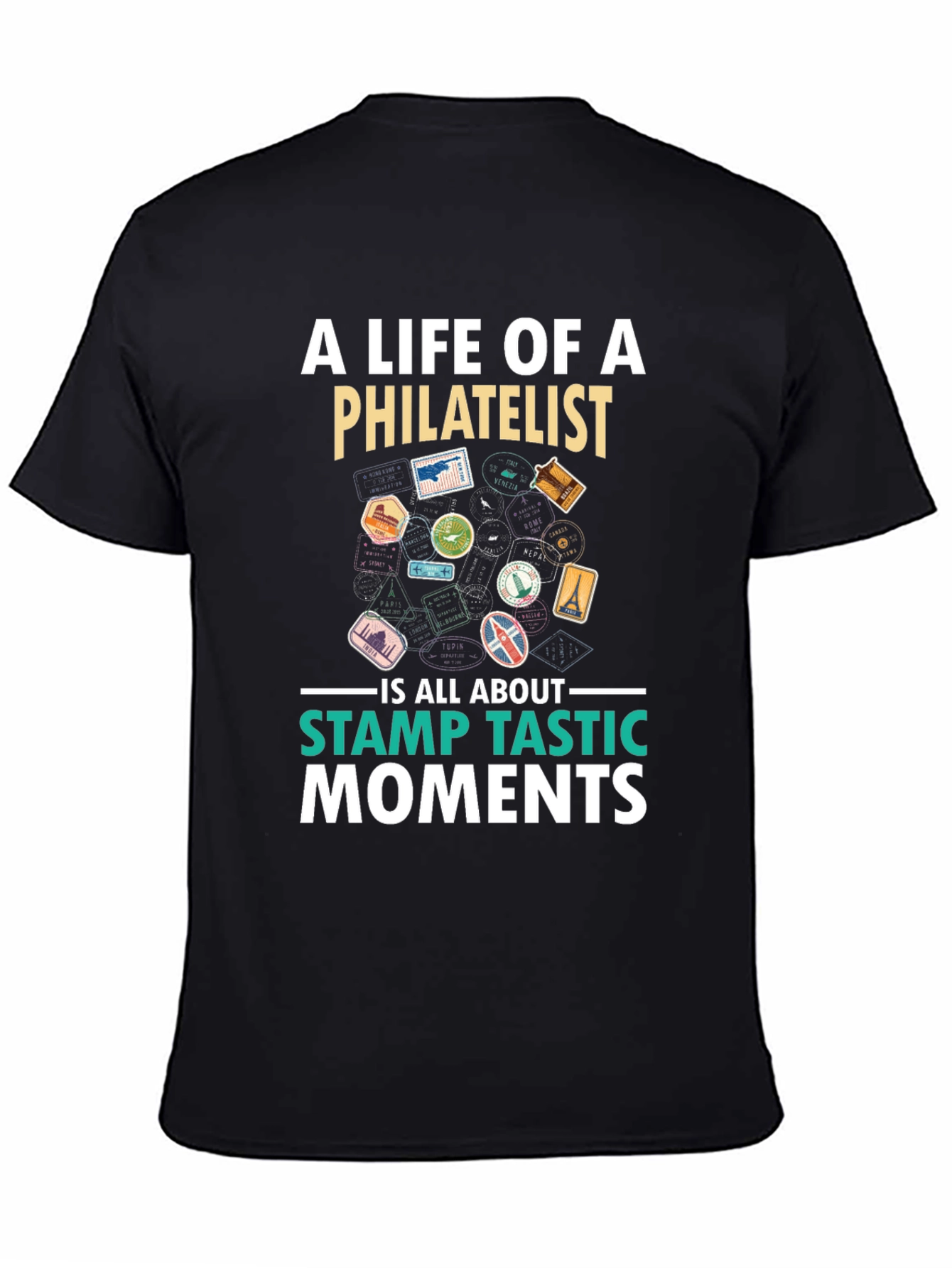 Philatelist Stamp Tastic Moments Black T-Shirt