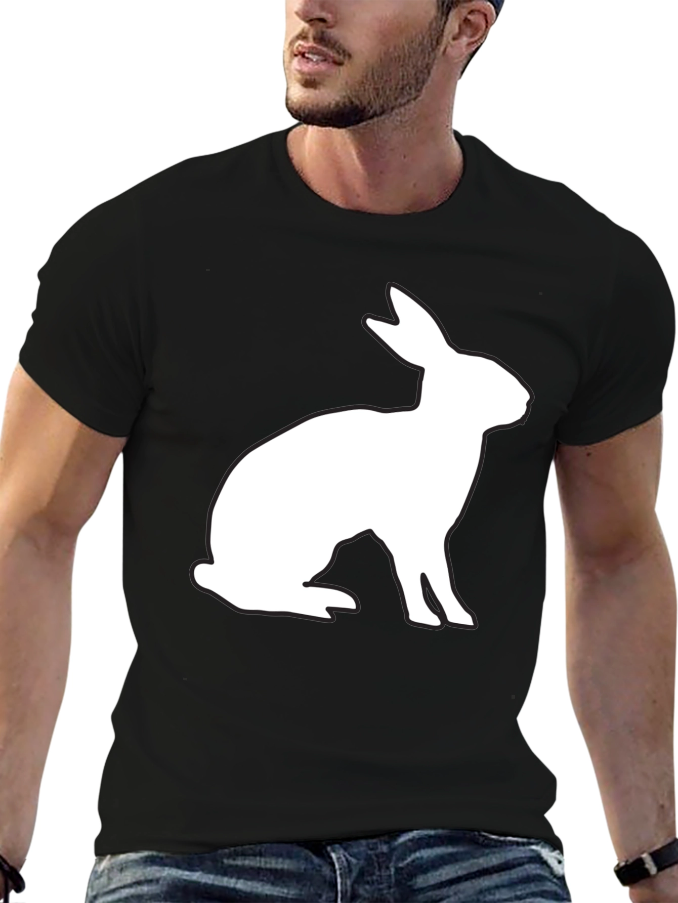 Rabbit Silhouette Black T-Shirt