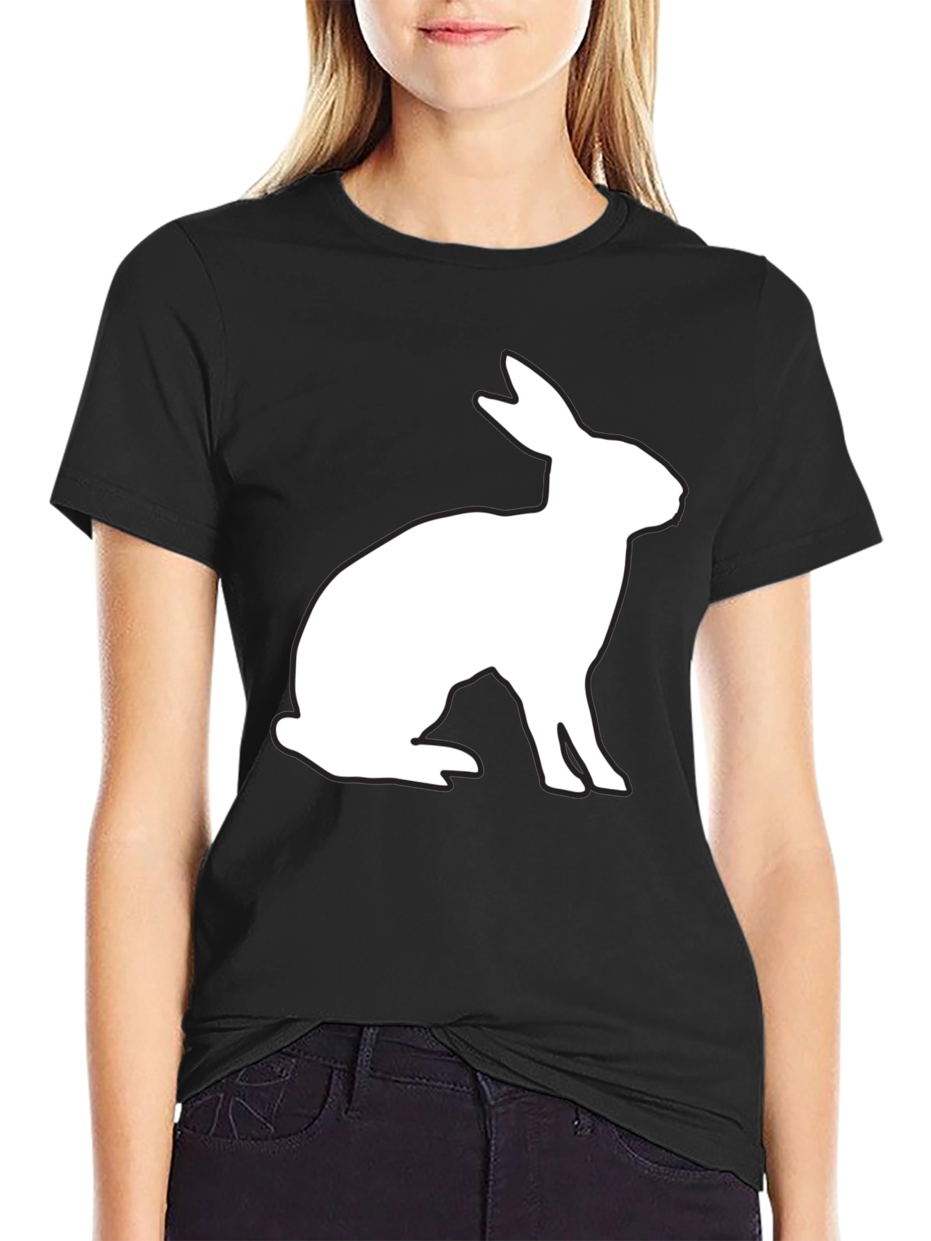 Rabbit Silhouette Black T-Shirt
