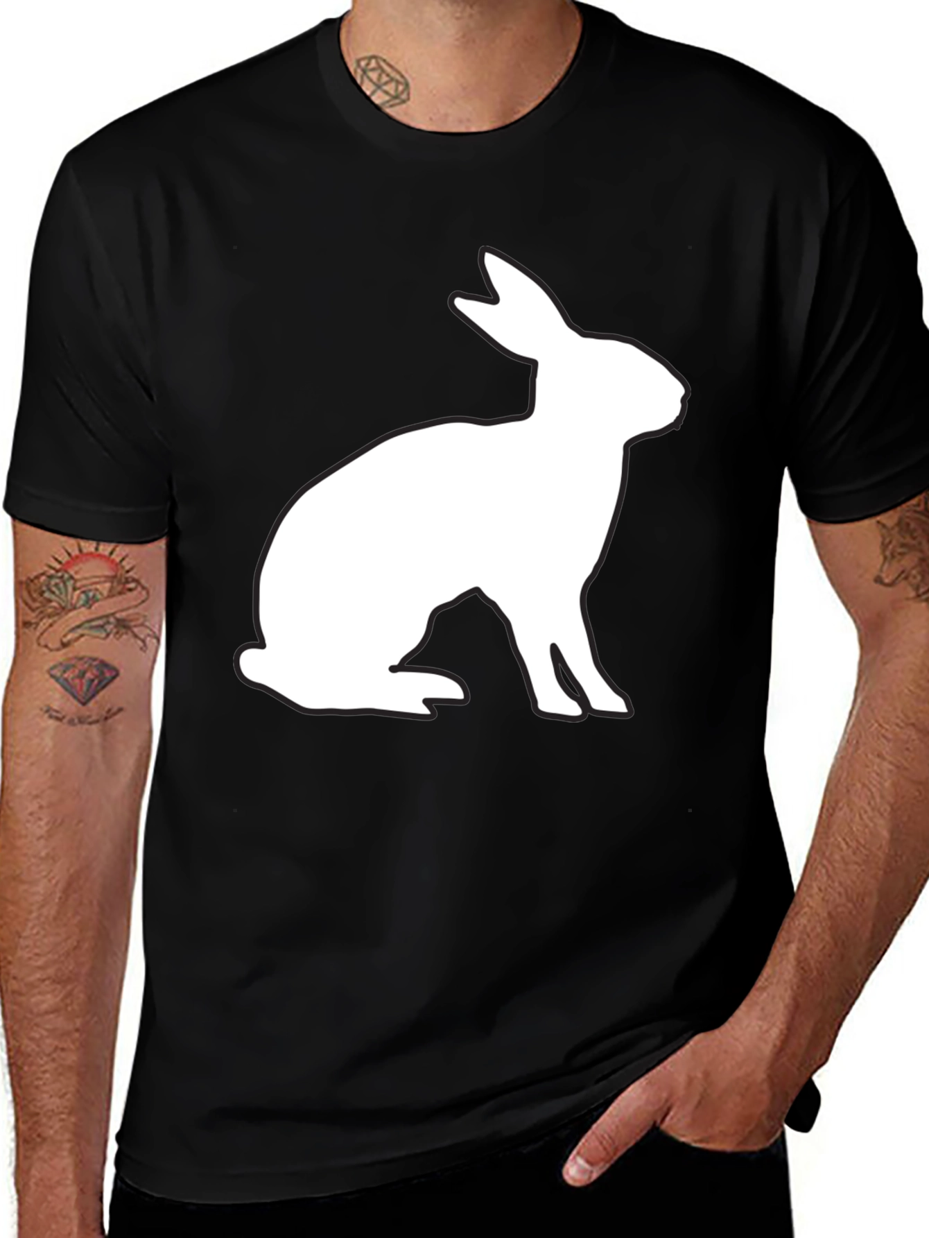 Rabbit Silhouette Black T-Shirt