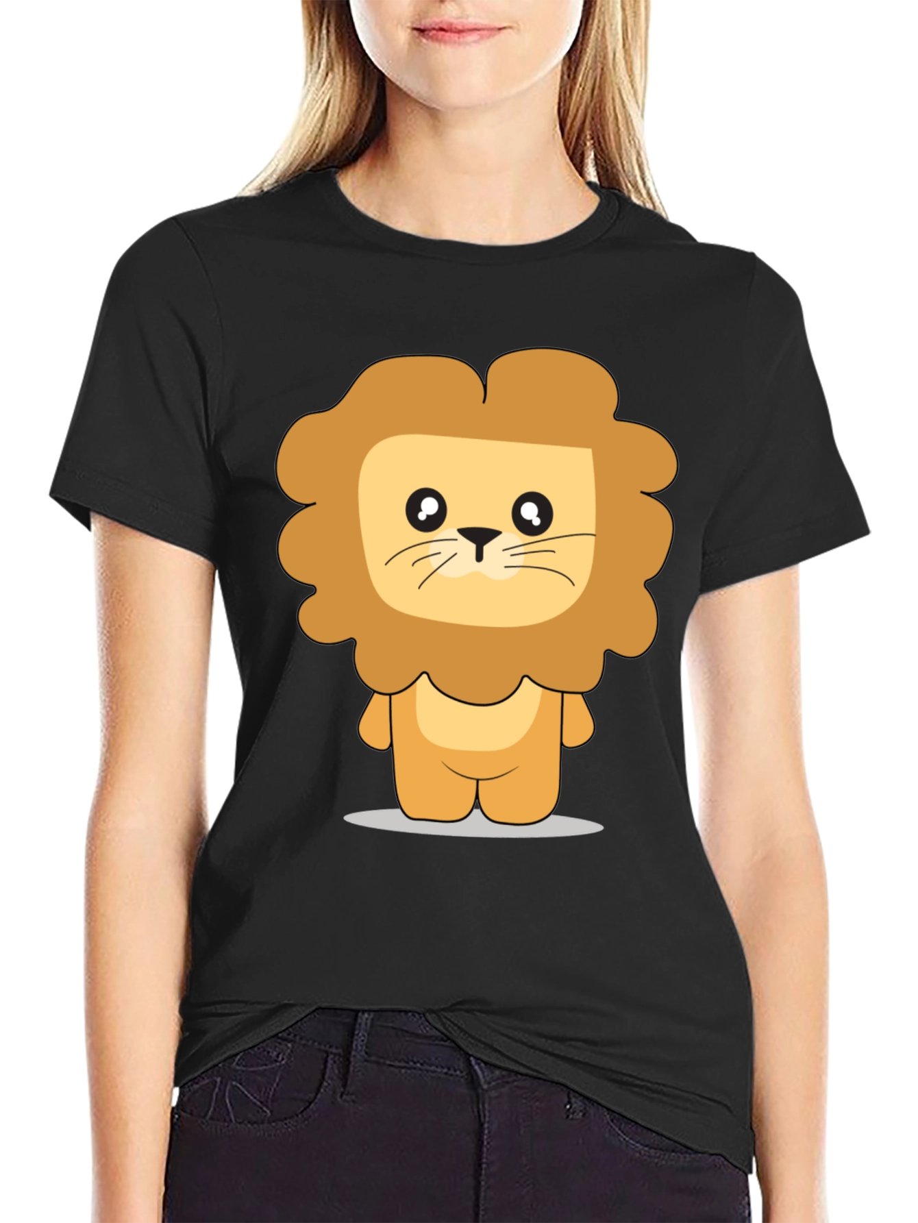 Cute Cartoon Lion Graphic Print T-Shirt
