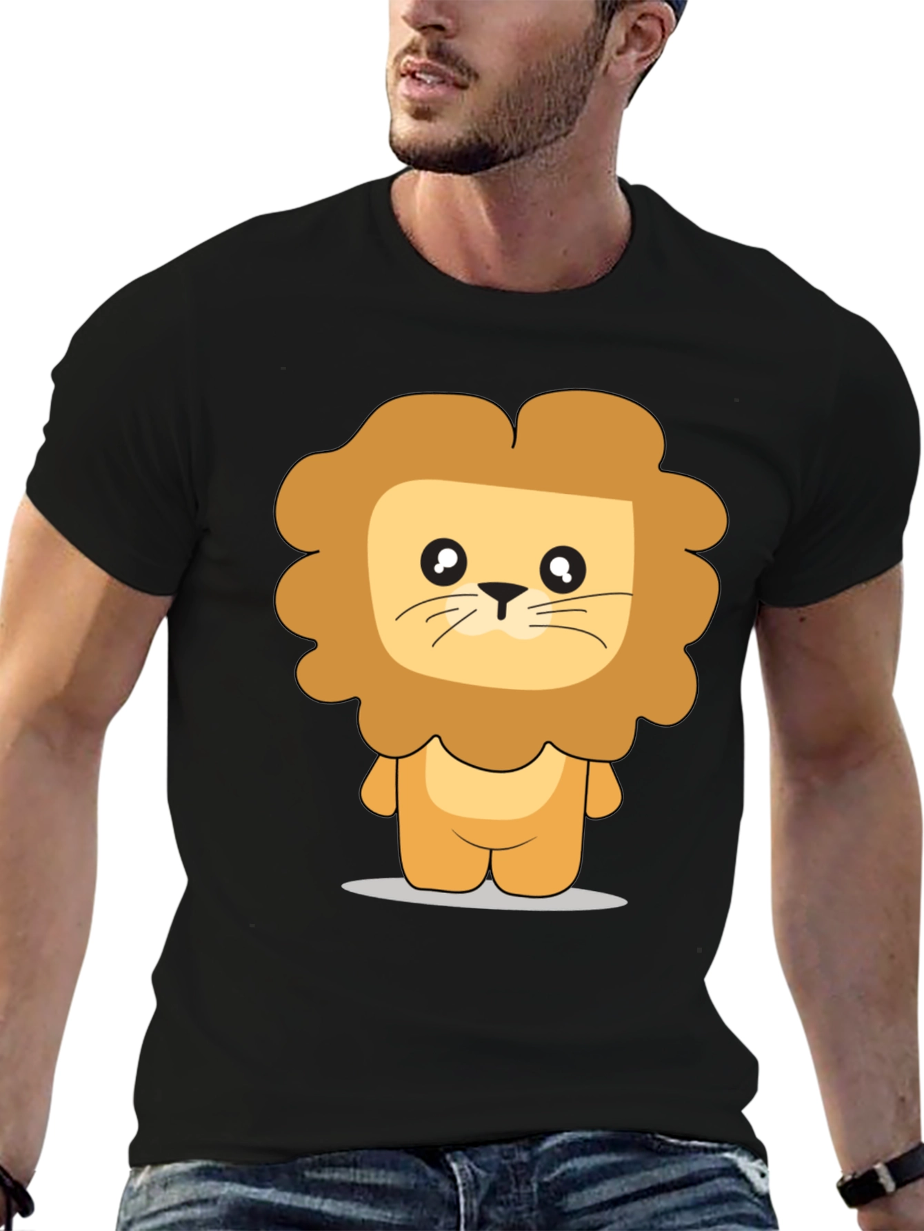 Cute Cartoon Lion Graphic Print T-Shirt
