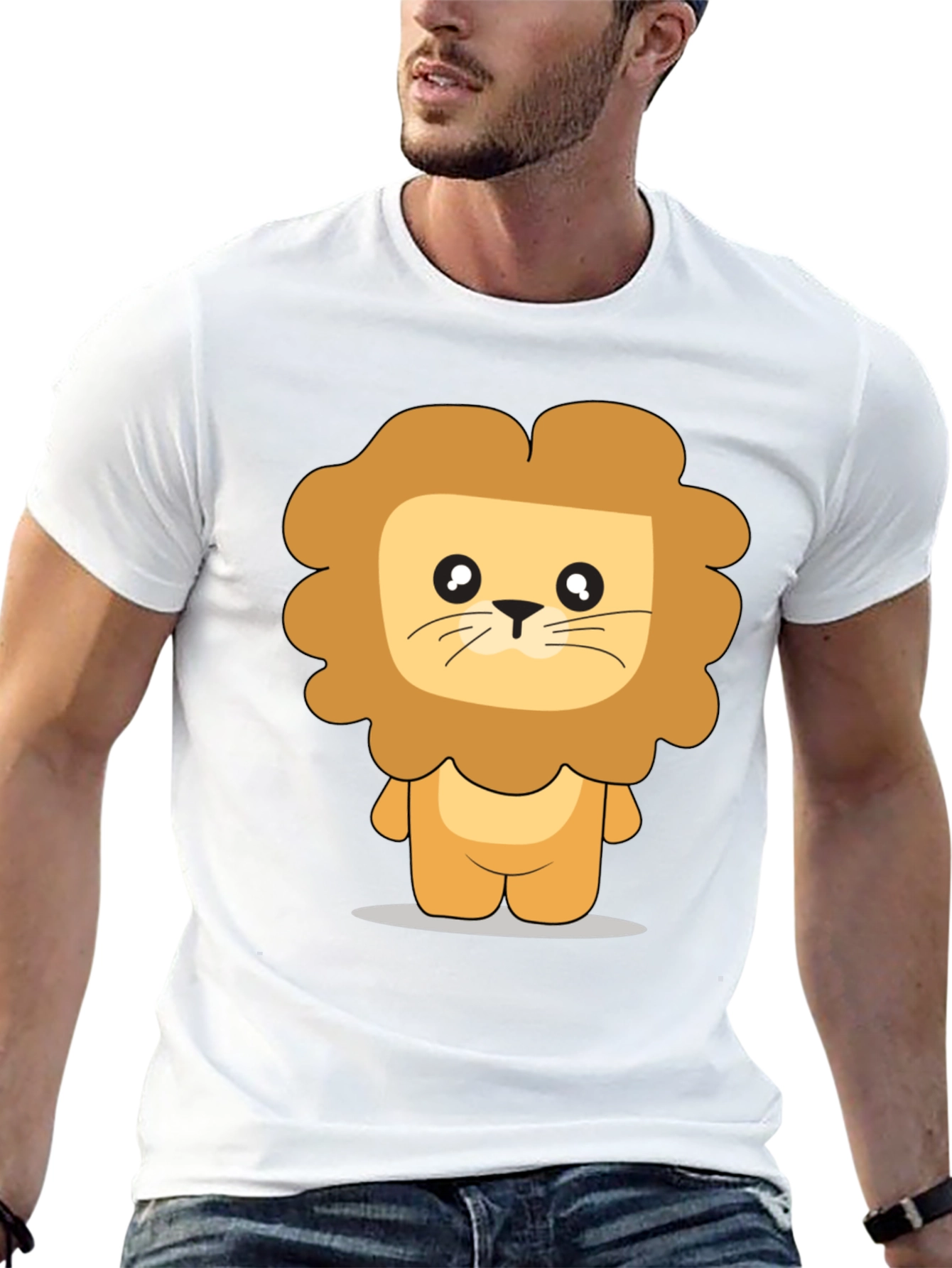 Cute Cartoon Lion Graphic Print T-Shirt