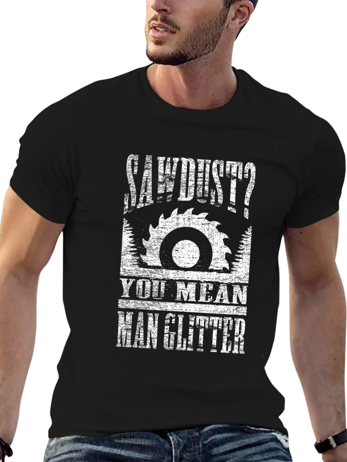 Sawdust Man Glitter Graphic Tee - Black