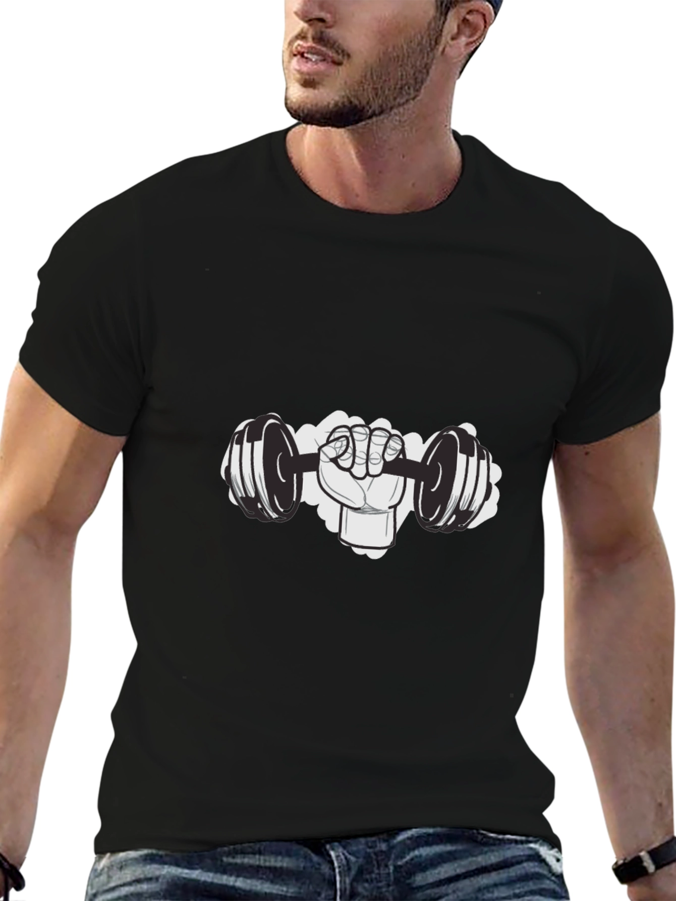 Gym Hand Lifting Dumbbell Graphic T-Shirt
