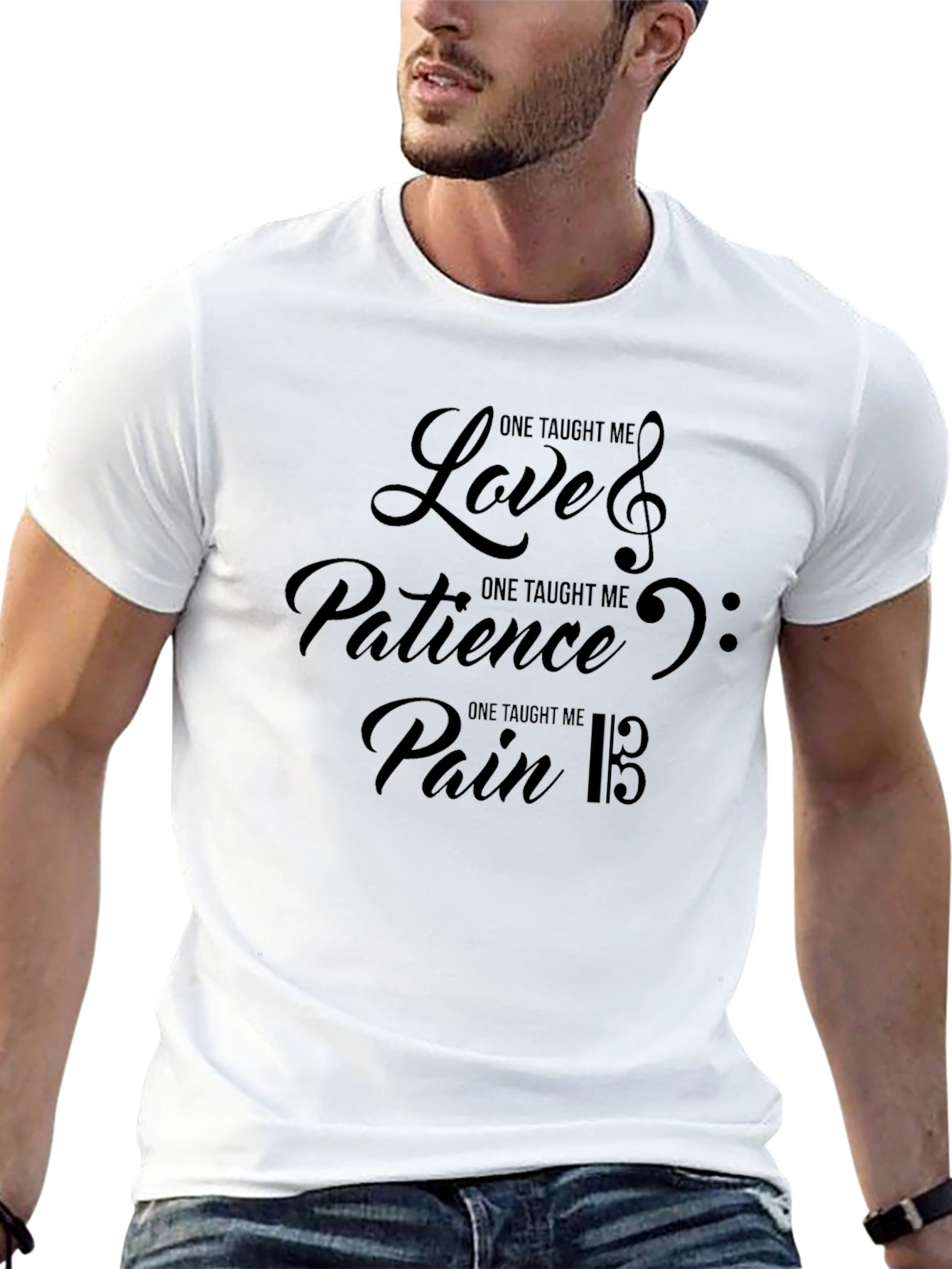 Music Motif T-Shirt: Love Patience & Pain