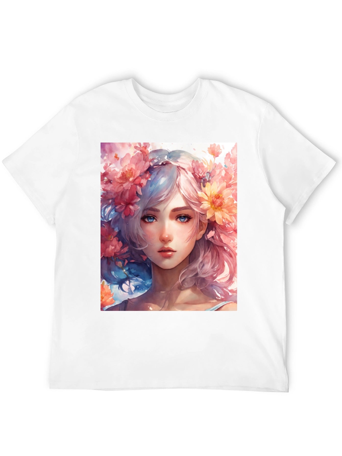 Floral Girl Graphic Tee - Artistic Style