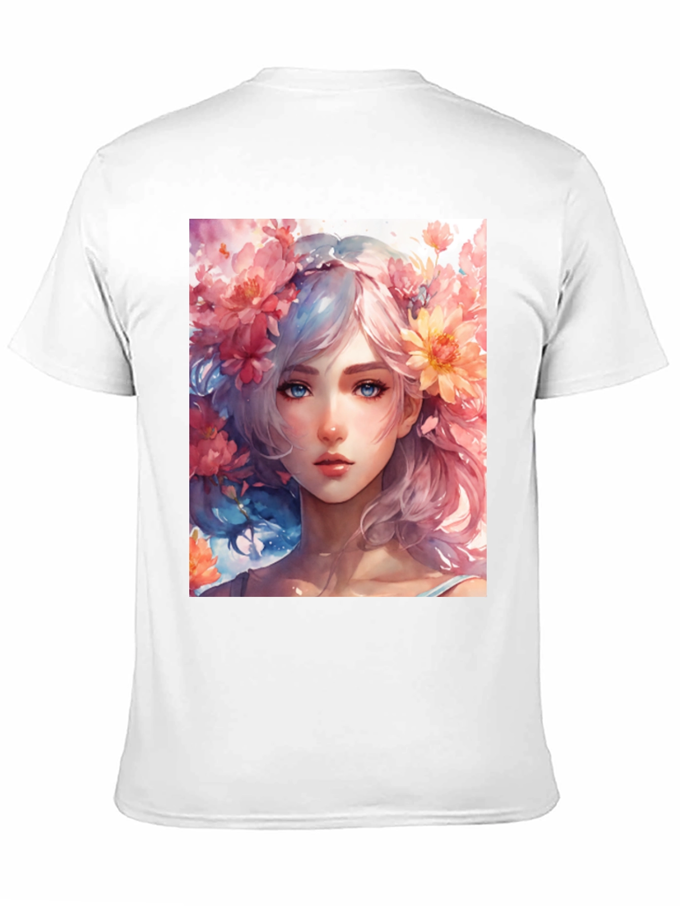 Floral Girl Graphic Tee - Artistic Style