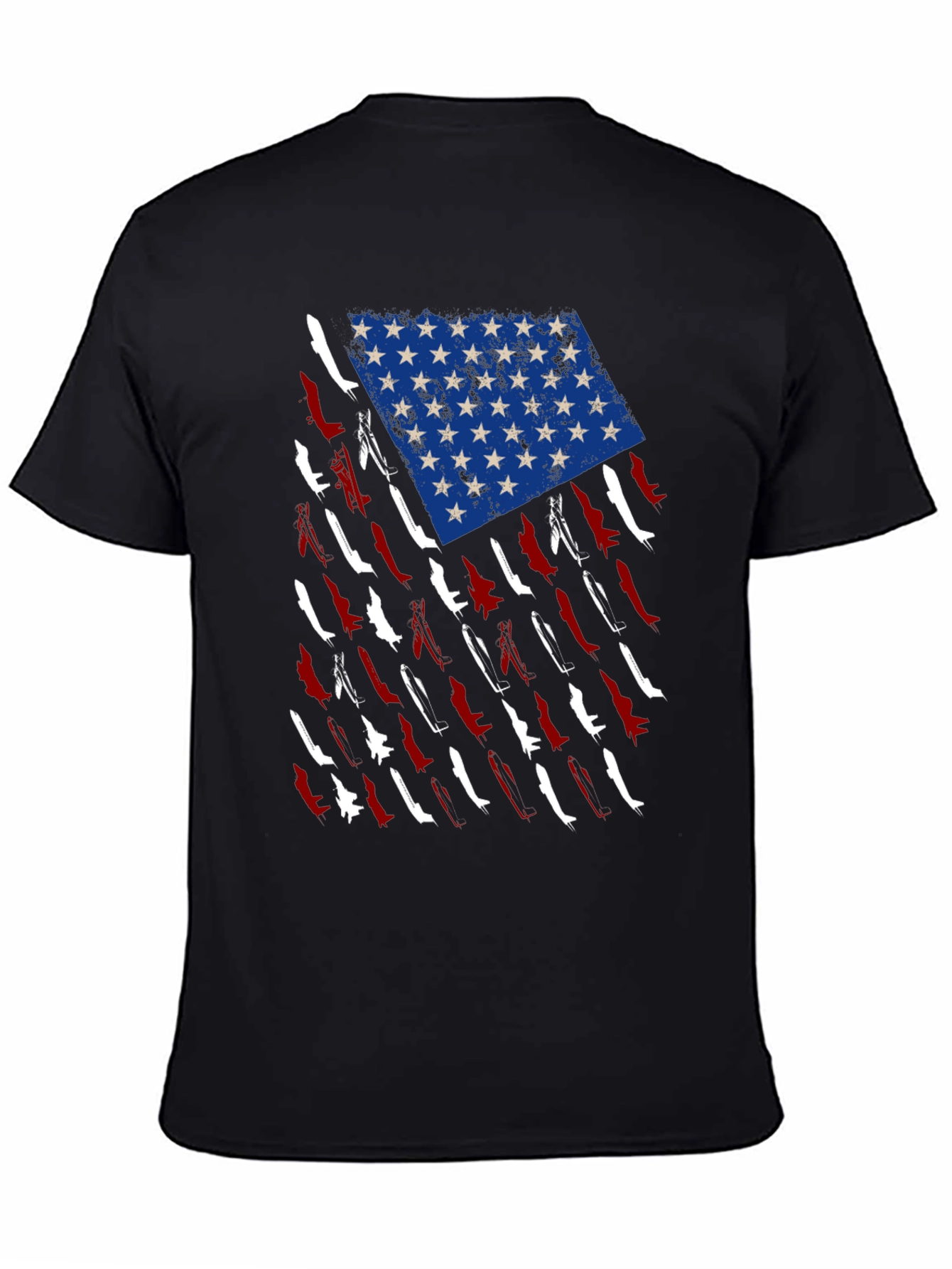 American Flag Fighter Jet Graphic T-Shirt