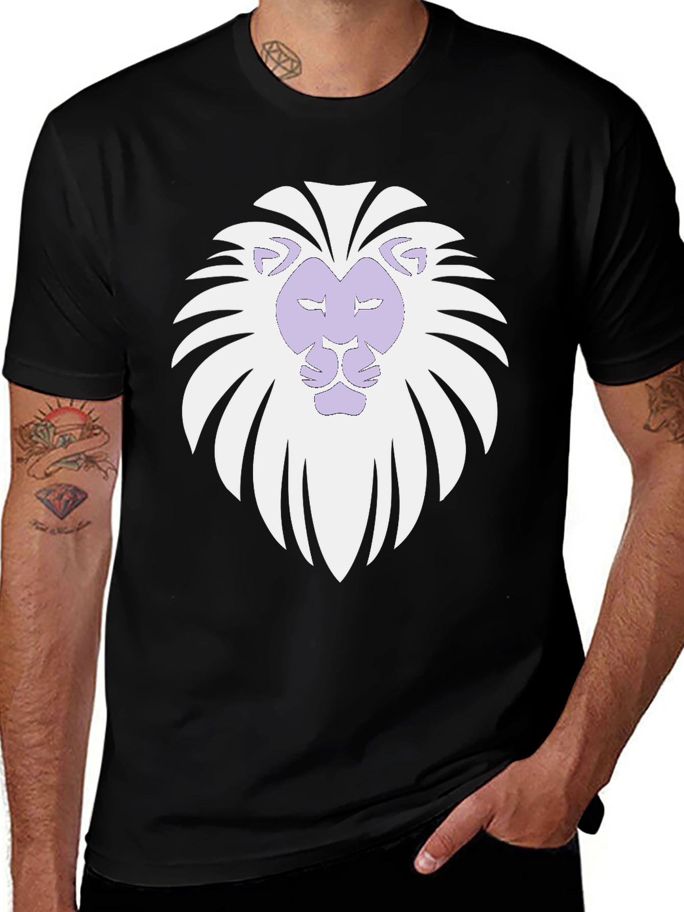 Lion Graphic Print Tee - Black