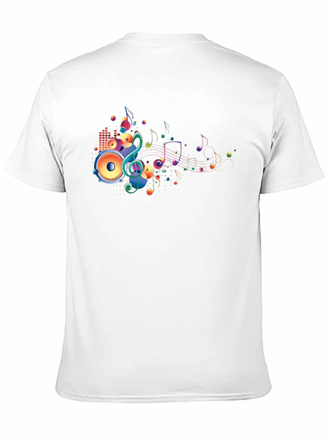 Vibrant Music Notes Graphic Black T-Shirt
