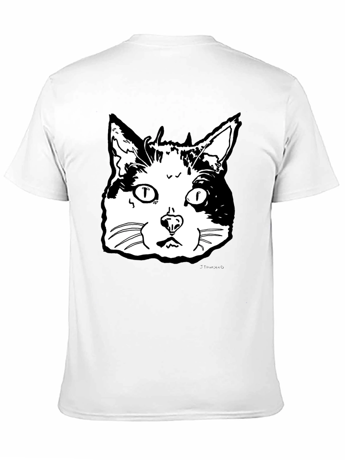 Cat Face Graphic T-Shirt - Black
