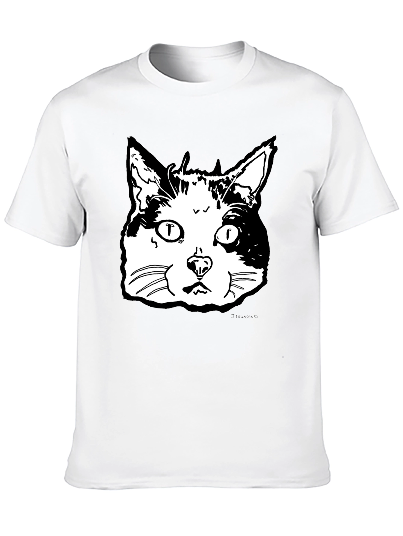 Cat Face Graphic T-Shirt - Black