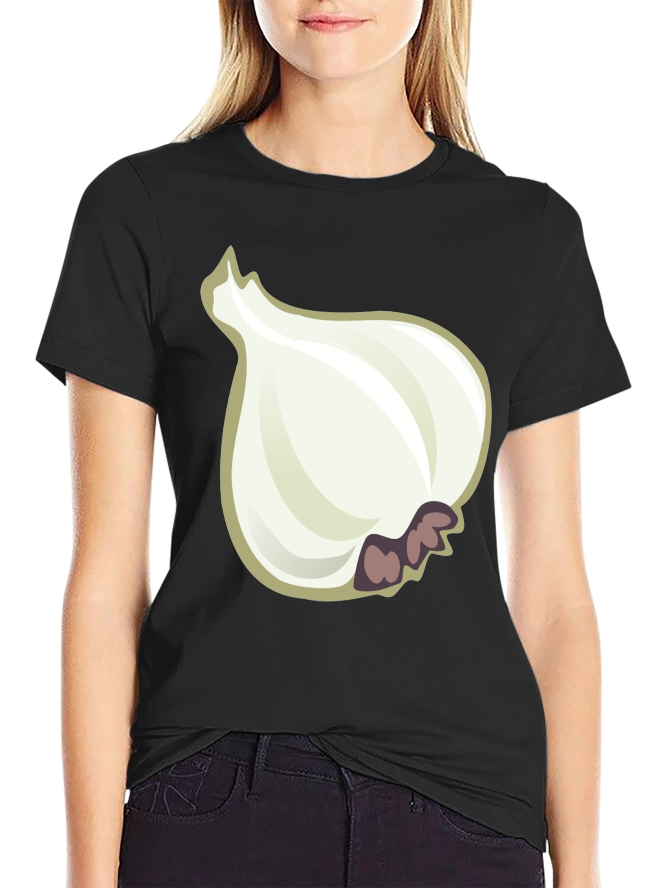Garlic Graphic Tee - Black Cotton T-Shirt
