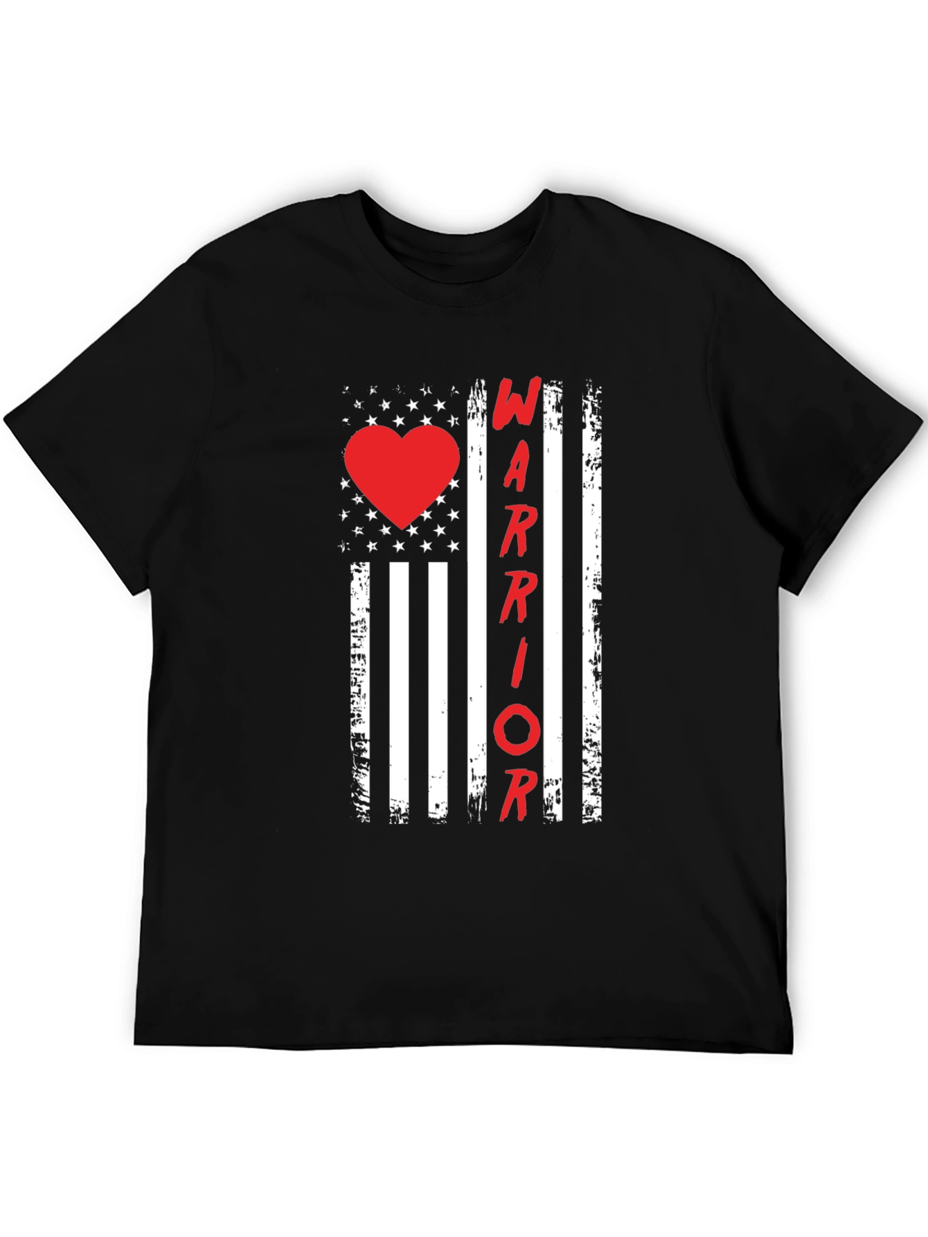 Warrior Heart Flag Graphic Tee - Black