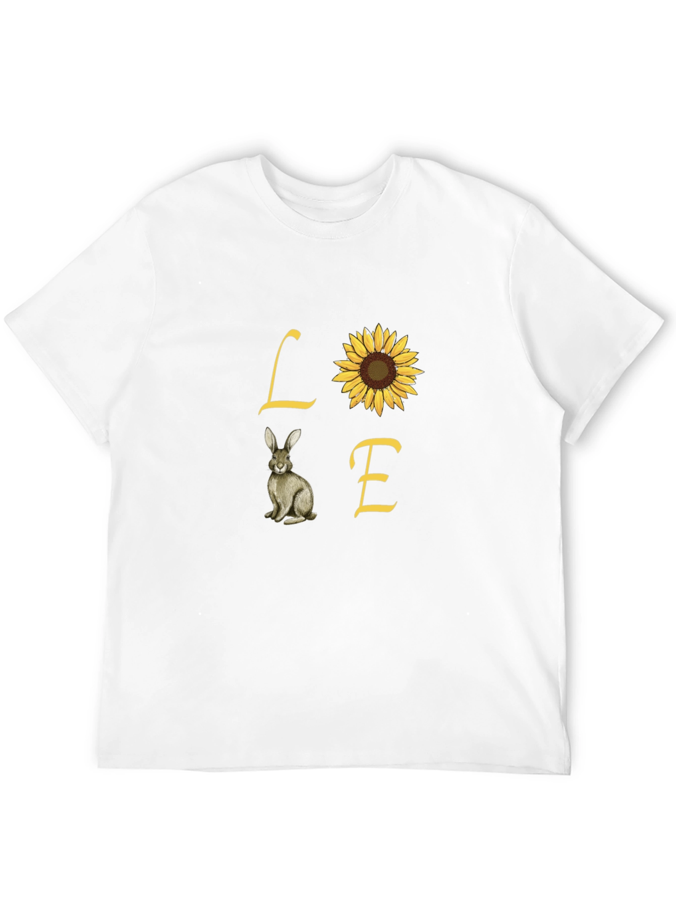 Love Rabbit and Sunflower Graphic Tee