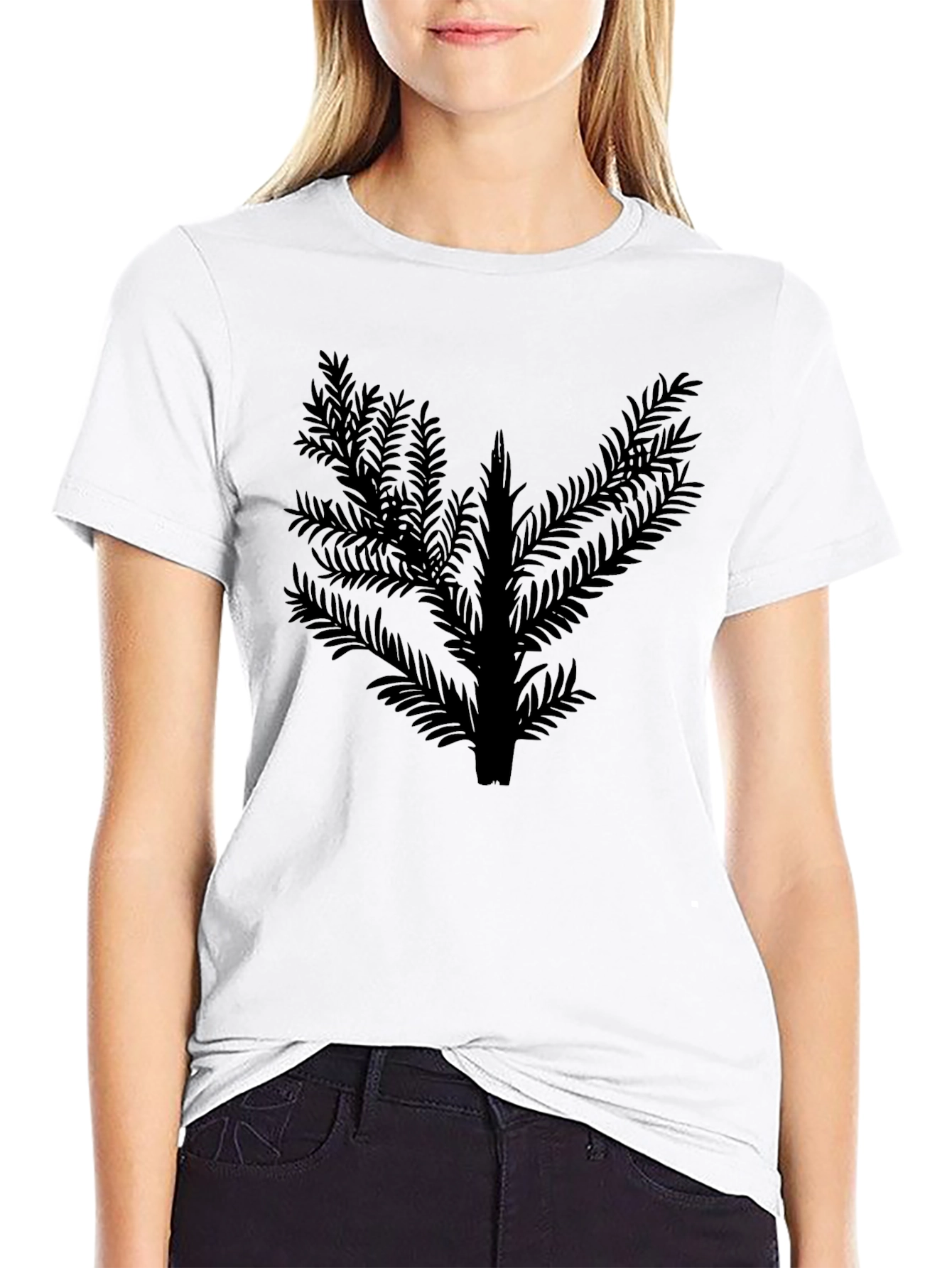Abstract Foliage Graphic Black T-Shirt