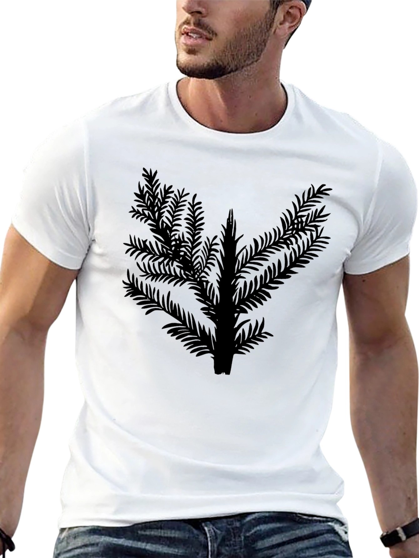 Abstract Foliage Graphic Black T-Shirt