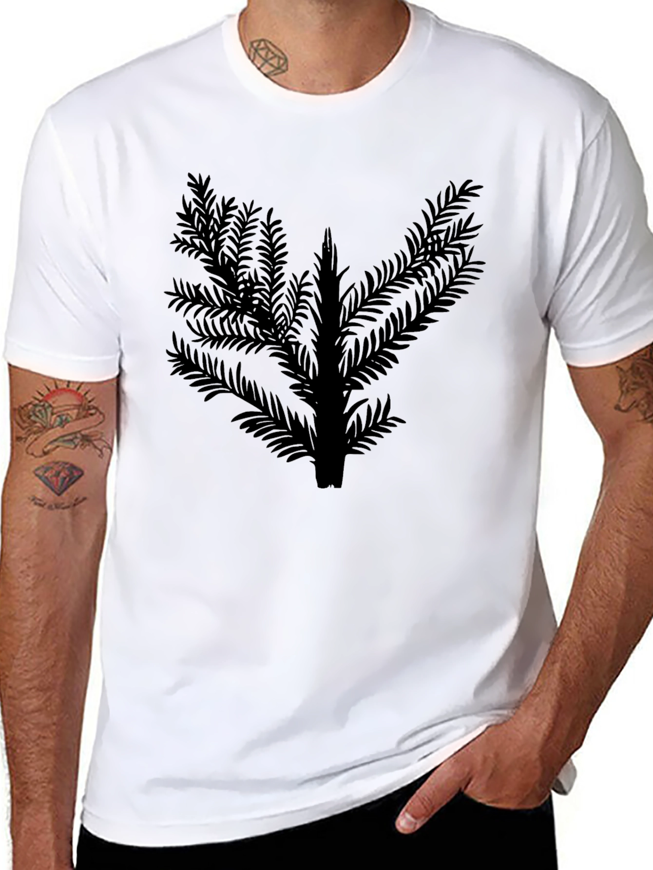 Abstract Foliage Graphic Black T-Shirt